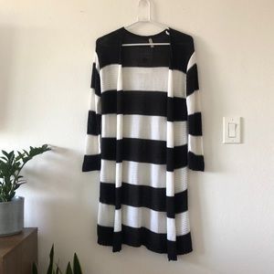 Black and white long cardigan